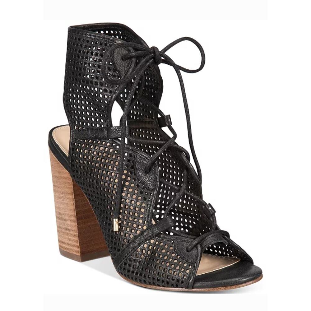Aldo Alicya Perforated Lace Up Open Toe Block Heel Sandal, Size 8, EUC